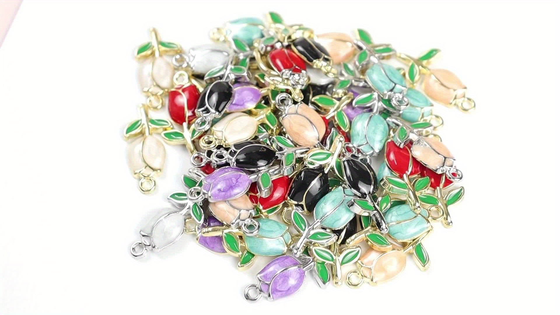 10pcs Multicolor Tulip Enamel Drip Oil Charms for DIY Crafting